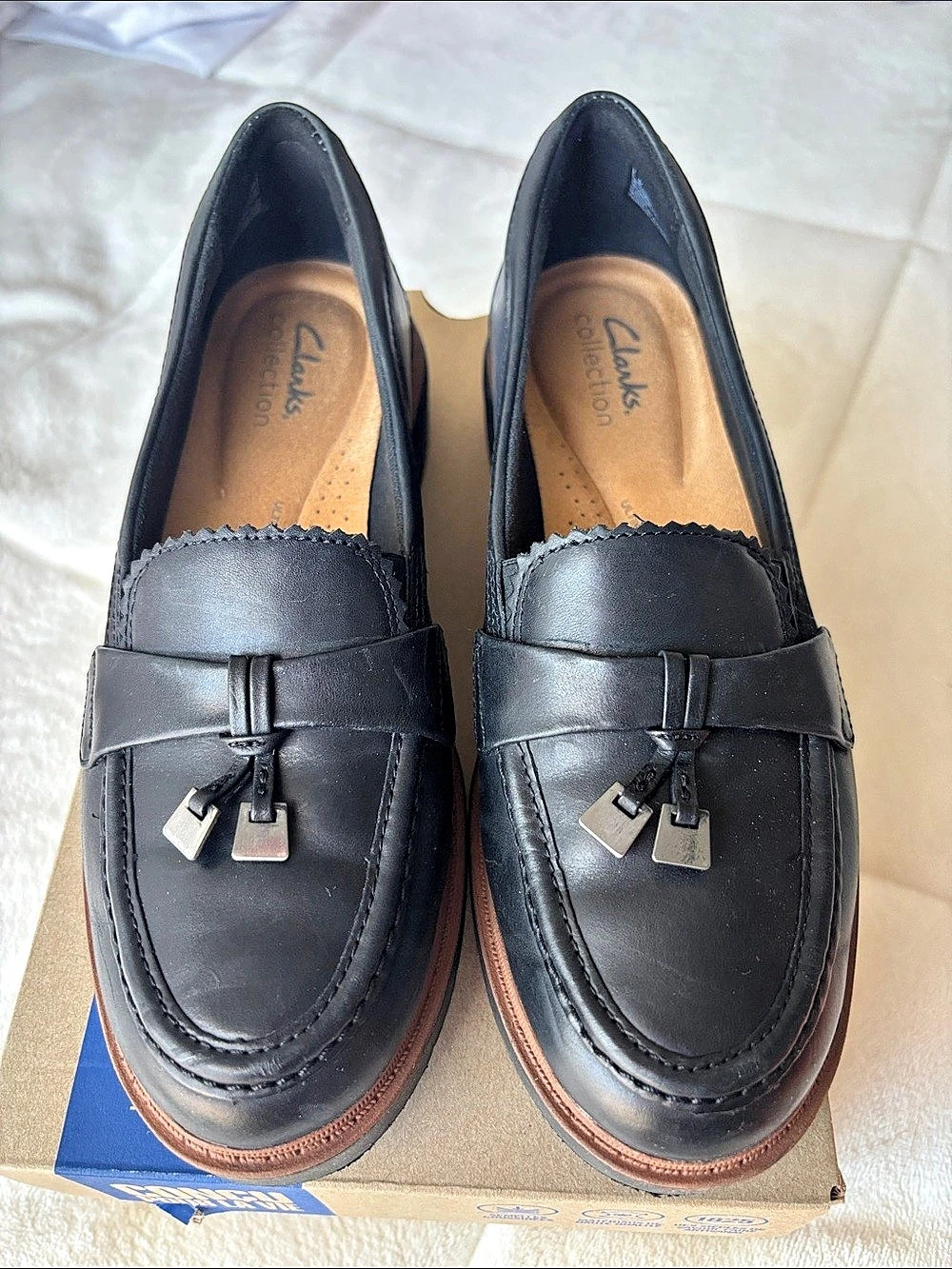 Clark Tassel Loafer Black Leather-Look Loafers